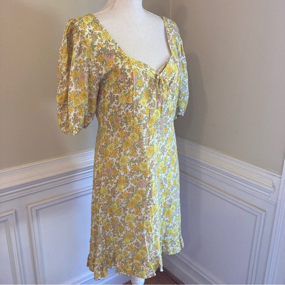 FAITHFULL THE BRAND Agathe Yellow Floral Mini Dress - Picture 4 of 12